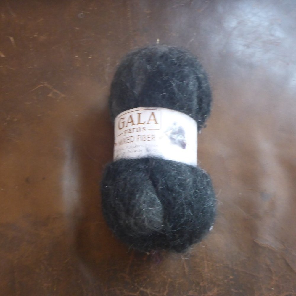 1 Small Skein Gala Yarns Mixed Fiber Yarn - Color Charcoal Gray 1.76 oz.
